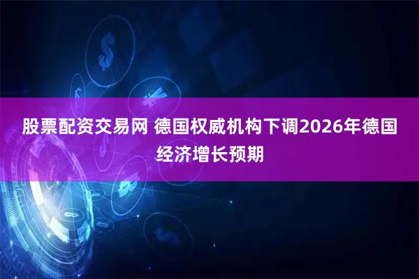 股票配资交易网 德国权威机构下调2026年德国经济增长预期